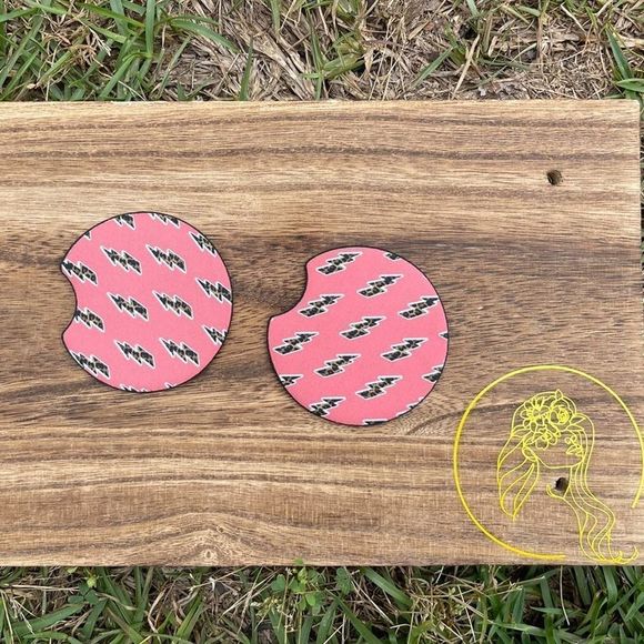 🎄 Retro Animal Print Lightning Bolt Car Coasters - Picture 2 of 7